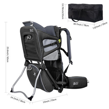 WIPHA Hiking Backpack Carrier for Toddlers, Adjustable Child Carrier with Sunshade, Lightweight Hiking Carrier for Toddlers (Black)