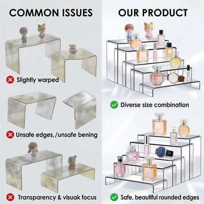 Fixwal 10pcs 2 Set Acrylic Risers for Display Clear Perfume Organizer Stands Acrylic Display Risers for Show Figures, Cupcake, Jewelry, Toys, Perfume and More (Large Size)
