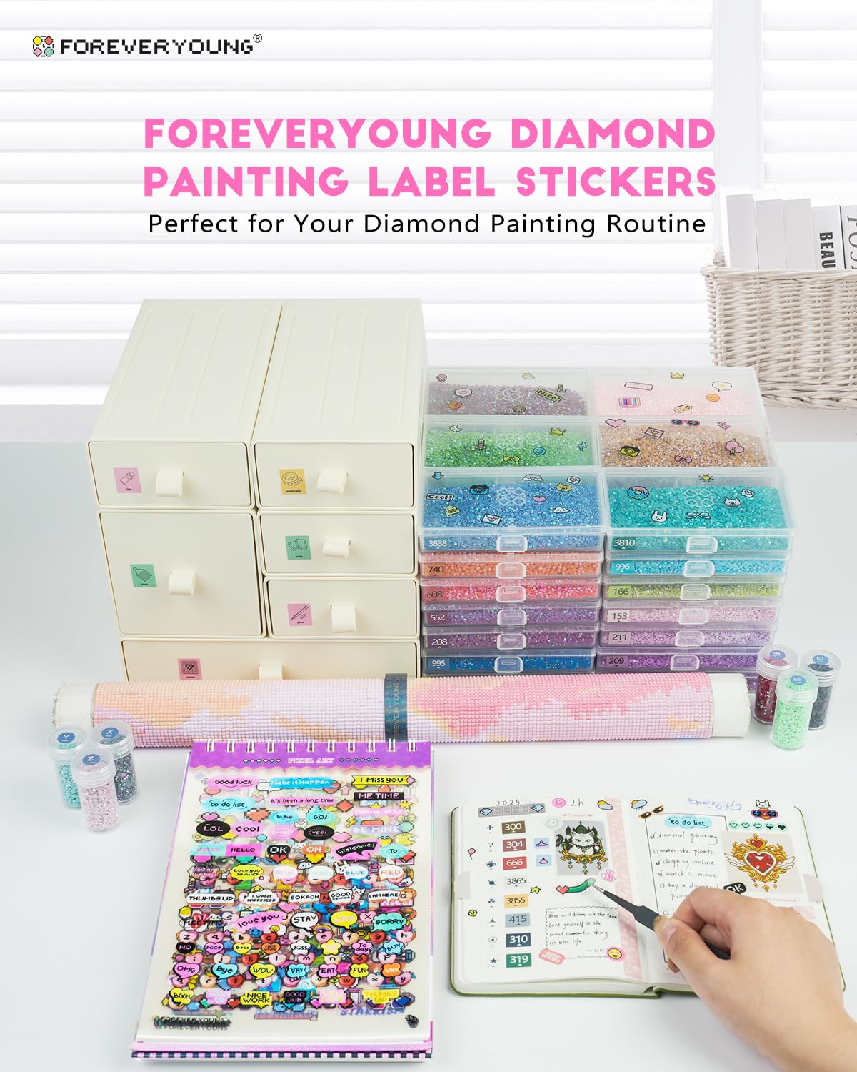 forever young Diamond Art Label Sticker Book Diamond Painting Stickers Book, 72-Page 8000+ Stickers for Diamond Painting Lovers