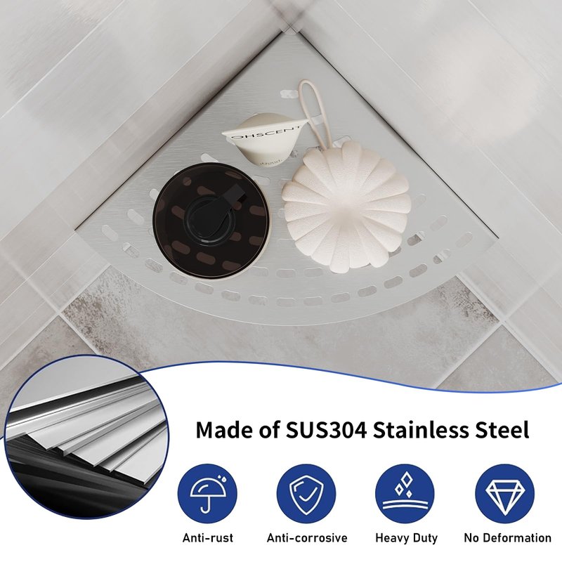 LFBA 2 Pack Corner Shower Shelves 304 Stainless Steel Shower Corner Shelf Brushed Nickel Bathroom 8 in Prevent Rust Drilling Installation