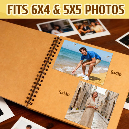 UPlama 10x10 Inch Scrapbook Album 100 Pages, Hardcover Kraft Photo DIY Memory Book with Spiral Binding for Wedding Anniversary Family Photos