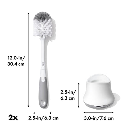 OXO Tot Bottle Brush with Nipple Cleaner and Stand – Gray, 2-Pack