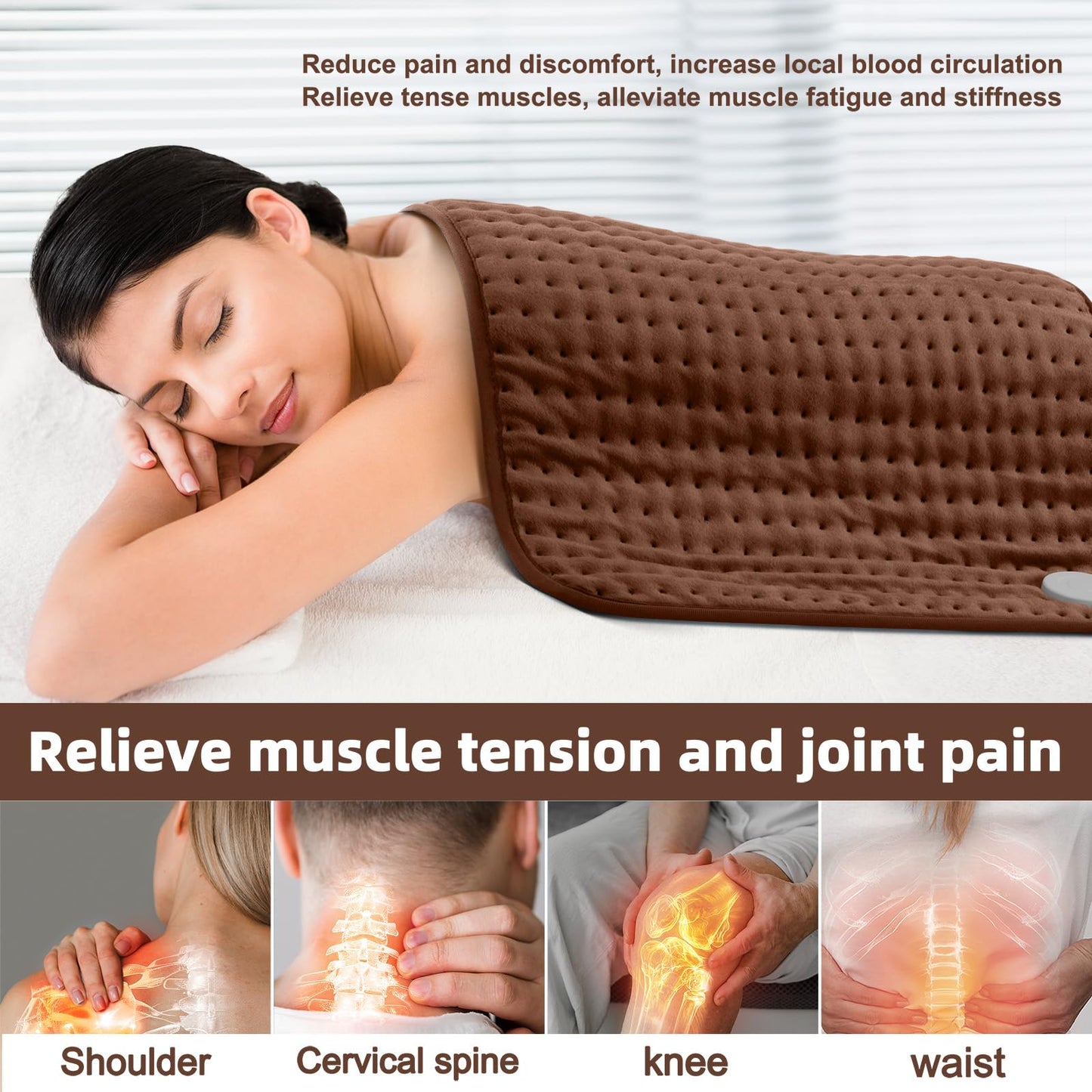 Heating pad for Back, Neck, Shoulder, Cramps and Leg Pain Relief, Heat Pads Christmas Gifts for Women, Men, Mom, Dad, Auto-Off,Machine Washable,Moist Dry Heat Options,Extra Large 12"x24"