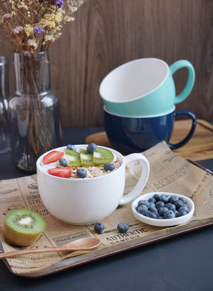 22oz Set 4, Sweese Porcelain Large Coffee Mugs of Large Soup Mug with Handles Perfect for Coffee, Tea, Hot Chocolate