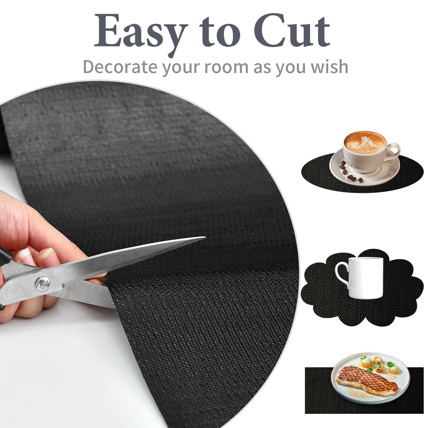 Shelf Liners for Kitchen Cabinets 12in x 20FT Non Adhesive Drawer Liner Gray Quatrefoil Thickened Shelf Liner Paper Strong Non-Slip Easy to Clean for Tool Box Refrigerator with Knife and Tape Measure