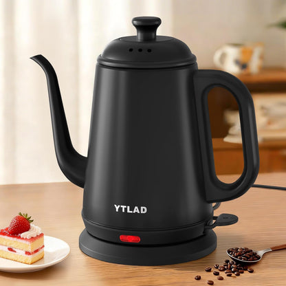1L, 1000W 304 Gooseneck Electric Kettle Fast Boiling for Pour-Over Coffee & Tea, Stainless Steel BPA-Free, Precise Flow