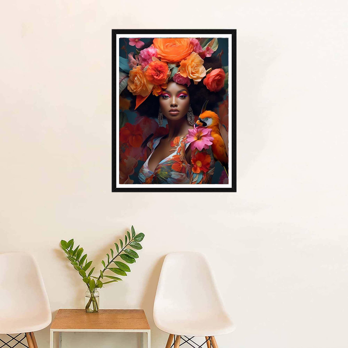 SKRYUIE 5D African Woman Diamond Painting Kits - DIY Diamond Art Kits for Adults African American, Full Round Drill - Crystal Cross Stitch - Adults Craft for Wall & Office Decor - 12x16 inch