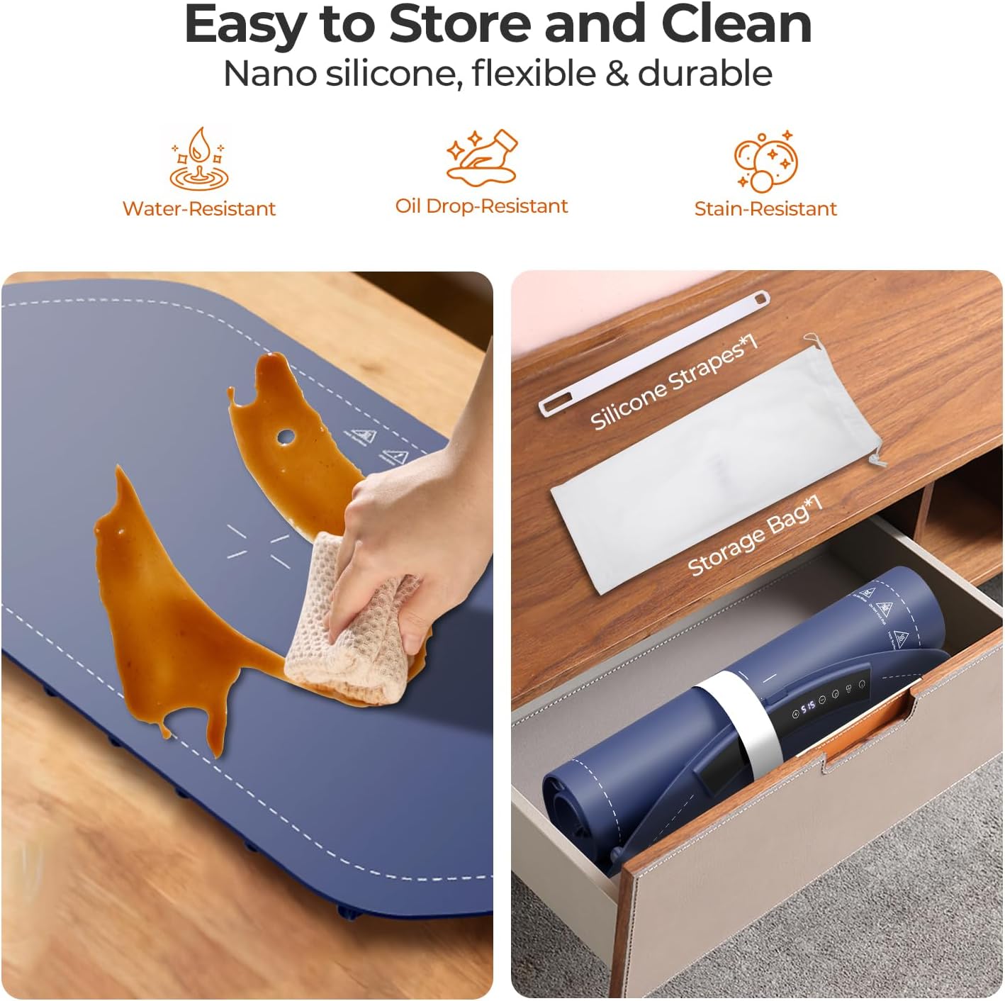 Havato 7 Settings, 5 Warming Mat for Food with Temperature Silicone Electric Warming Tray with Hour Timer, Full Surface