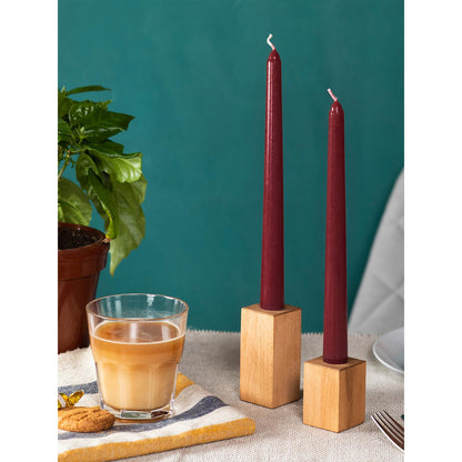CANDWAX 12 inch Burgundy Taper Candle Pack of 4 - Unscented Smokeless Dripless Candlesticks - Candle Sticks for Party Décor, Christmas Home Decor, Dinner Table Centerpieces - Christmas Taper Candles