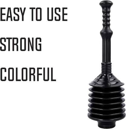 JS Jackson Supplies Professional Bellows Accordion Toilet Plunger, High Pressure Thrust for Heavy Duty Clogs