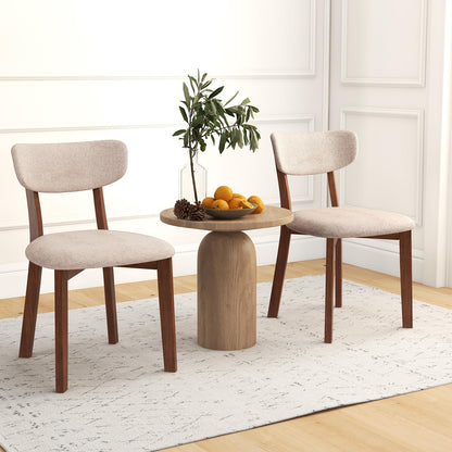Giantex Wooded Dining Chairs Set of 4, Farmhouse Upholstered Dining Room Chairs w/Rubber Wood Legs, Cushioned Seat, Armless Kitchen Side Chair for Living Room Restaurant, Sandy Beige