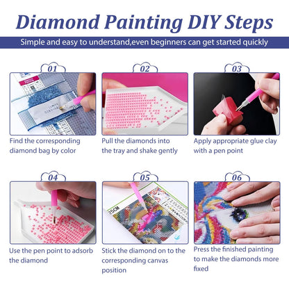 Aestalrcus 12 Pcs Small Diamond Art Kits, Landscape Diamond Art Kits for Adults, DIY Square Diamond Painting 3-Hour Gem Painting for Gift Home Desktop Decor 6.7x8.3 Inch(Without Frame)