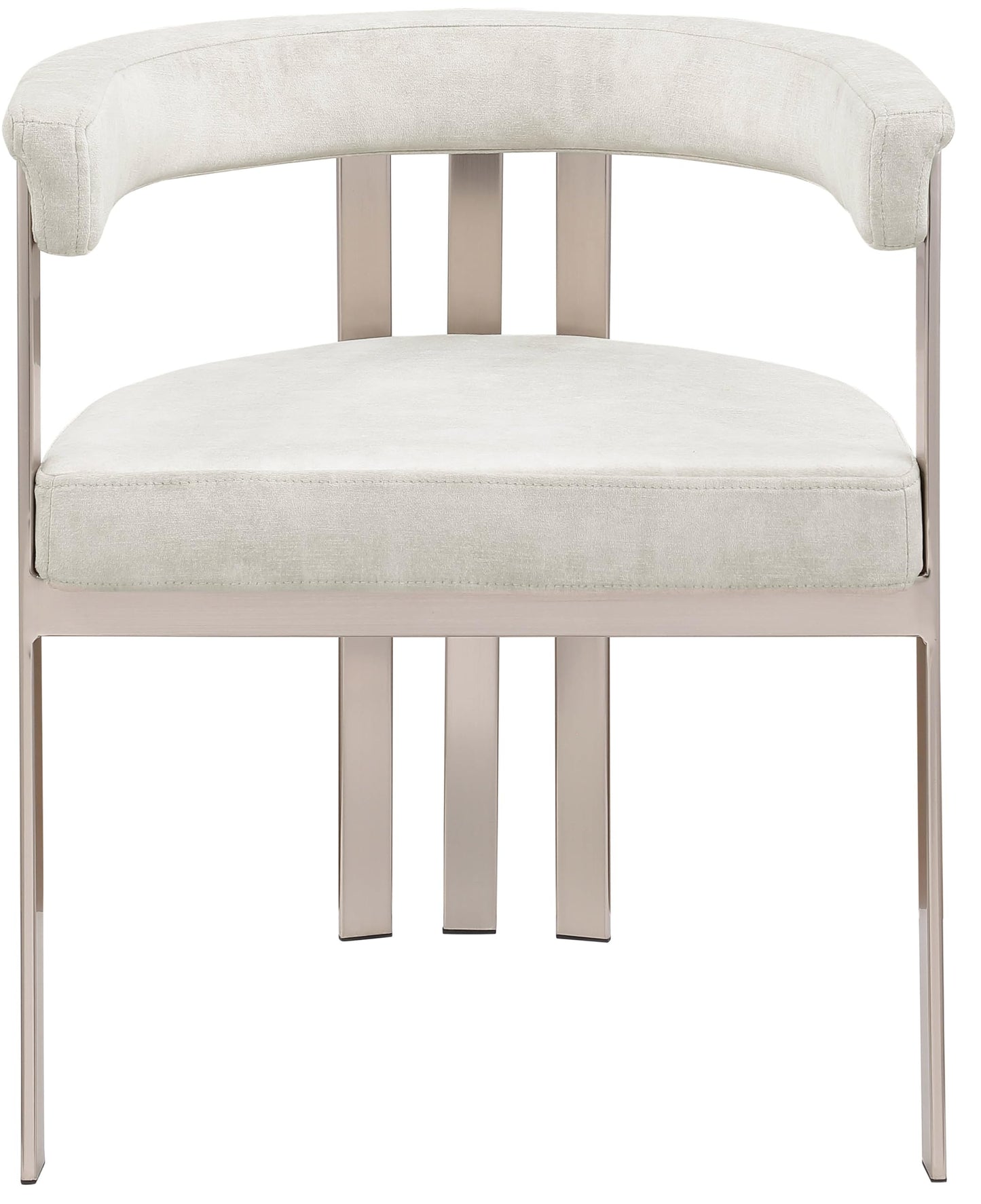 Meridian Furniture 938Stone-C Marcello Collection Modern | Contemporary Dining Chair with Soft High End Stone Colored Velvet, Brushed Chrome Iron Frame, 23.5" W x 21.5" D x 27.75" H, Stone, Set of 2