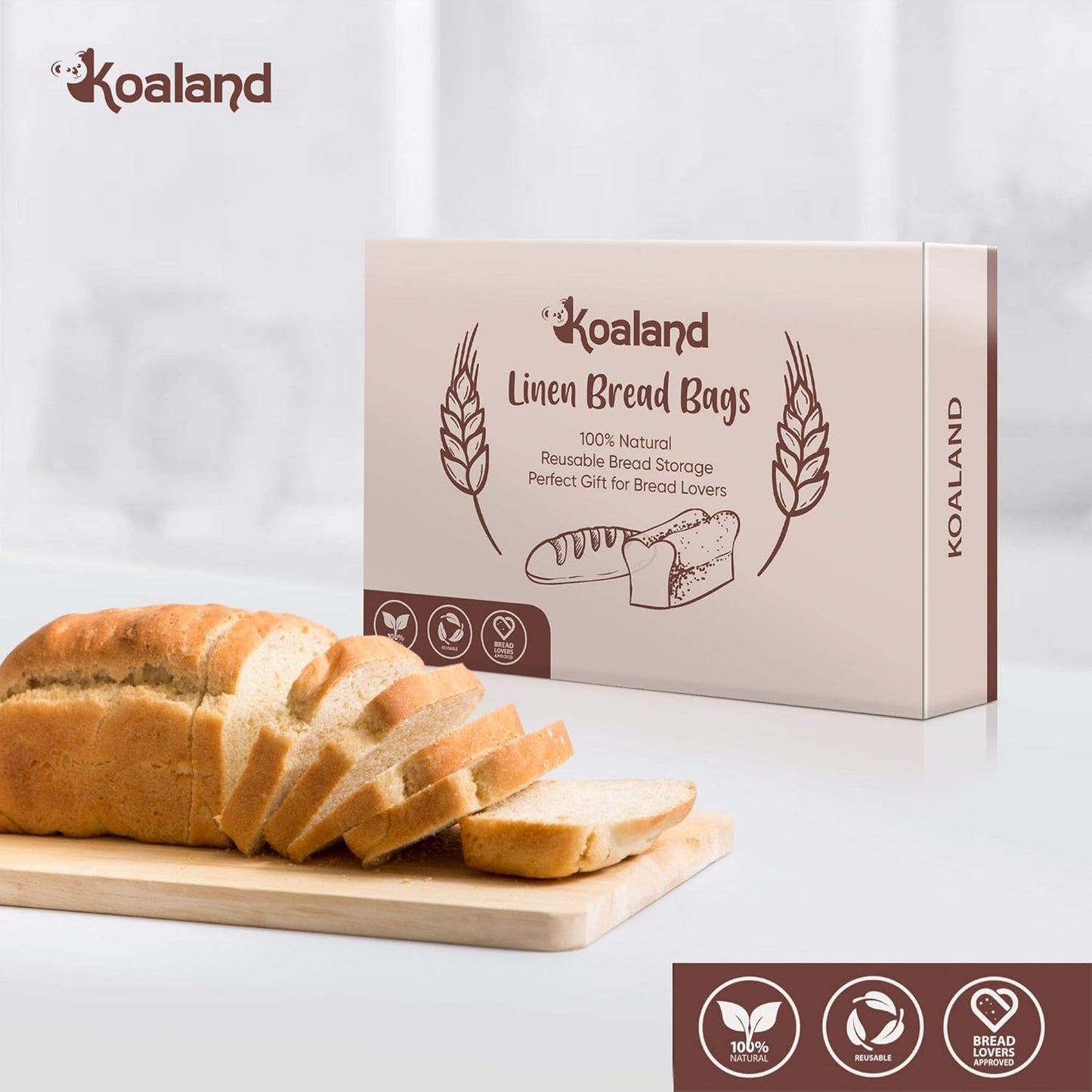 Linen Bread Bags, Pack of 4 Large and Extra Large Reusable Drawstring Bags for Homemade Artisan Bread Storage