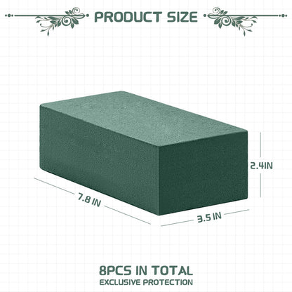 10 Pcs Floral Foam Blocks, (7.8" L x 3.5" W x 2.4" H) Green Foam for Flower Arrangements, Plant Foam Dry & Wet Flower Foam, Florist Foam for DIY Crafts, Wedding, Birthdays, Home Decorations
