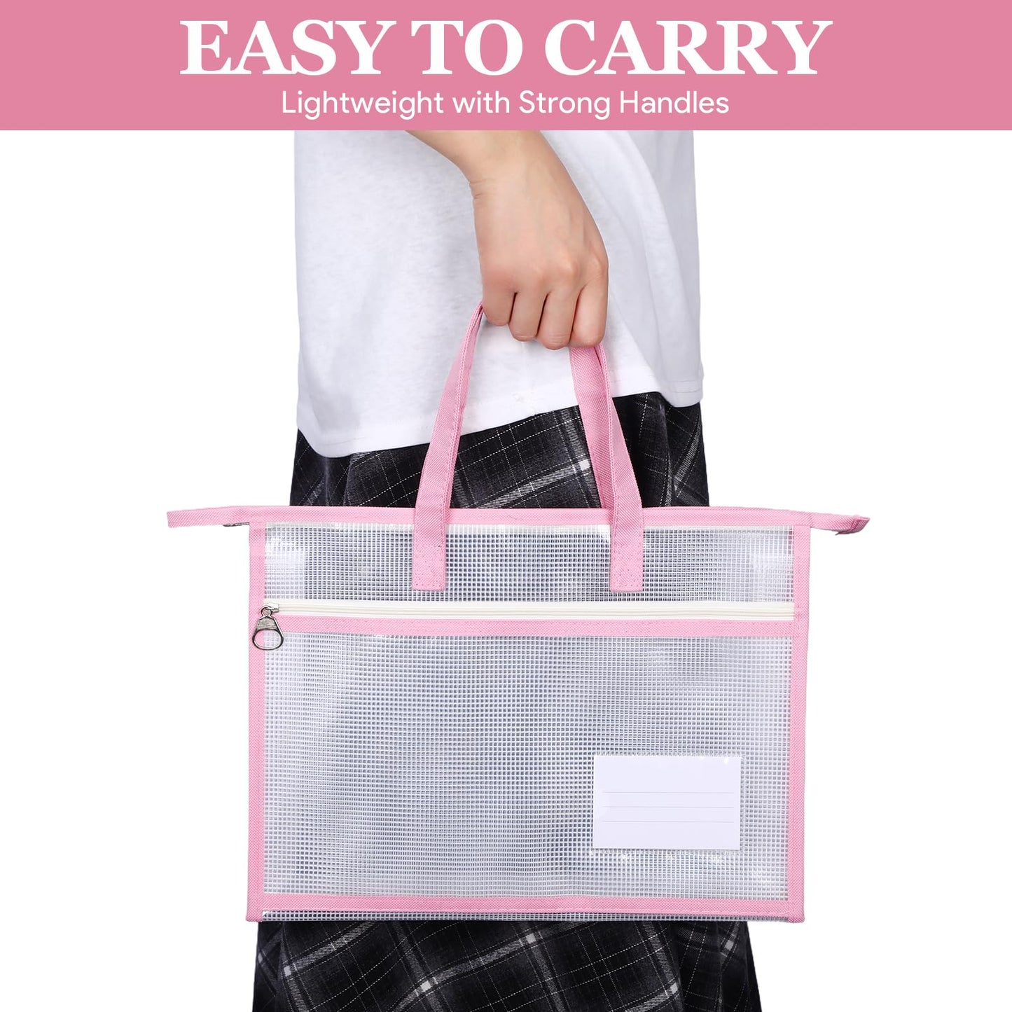 6Pcs Project Bags for Quilting, 13x10" Sewing Bag for Arts and Crafts Organizer Storage, Needlepoint Bag, Large Clear Mesh Design Zipper Folder with Handle for Craft Art Supply Sewing Pattern Storage