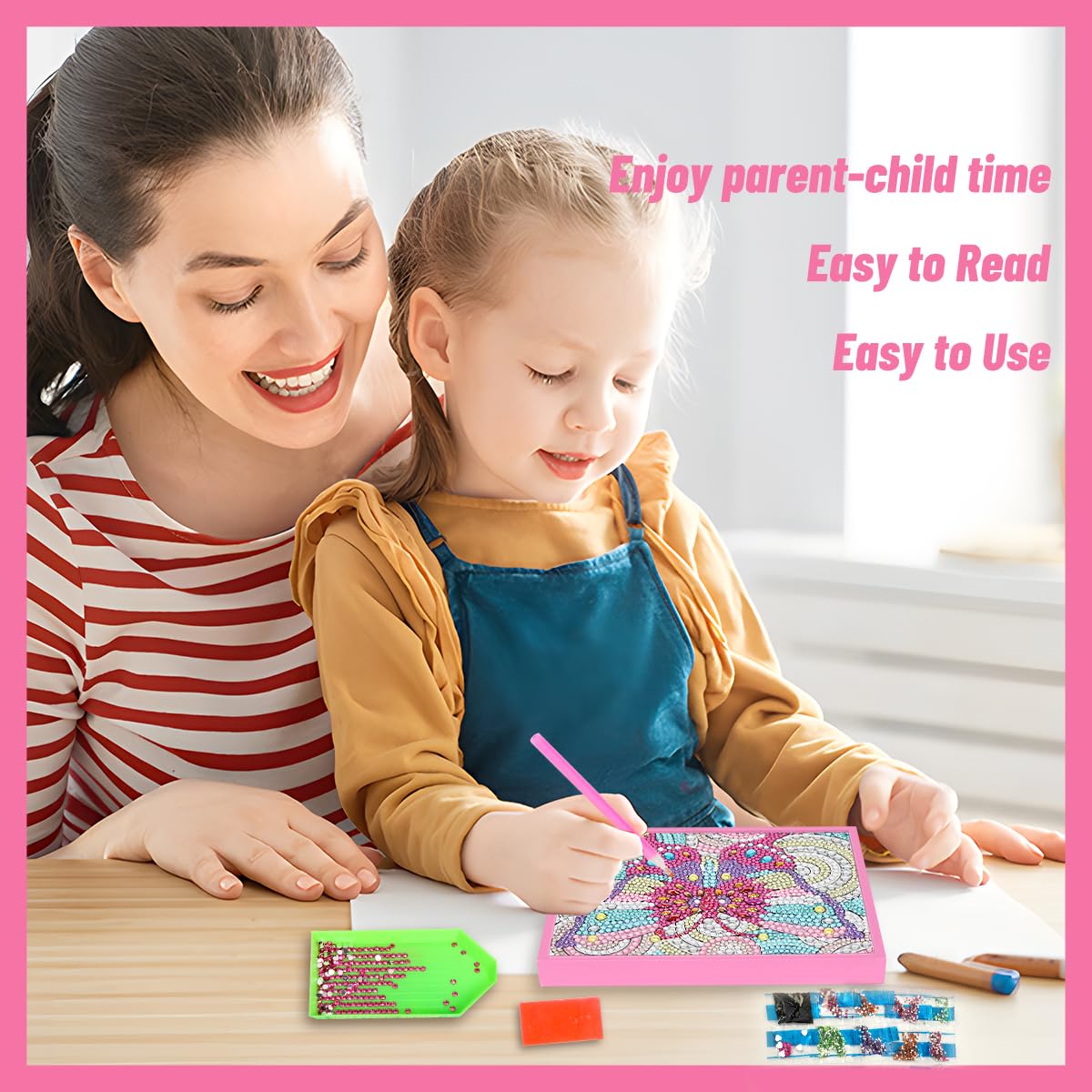 ZUYUSUT Diamond Art Painting Kits for Girls Ages 5-12 Kids Art and Crafts Gem by Number Kits with Wooden Frame for Children Birthday