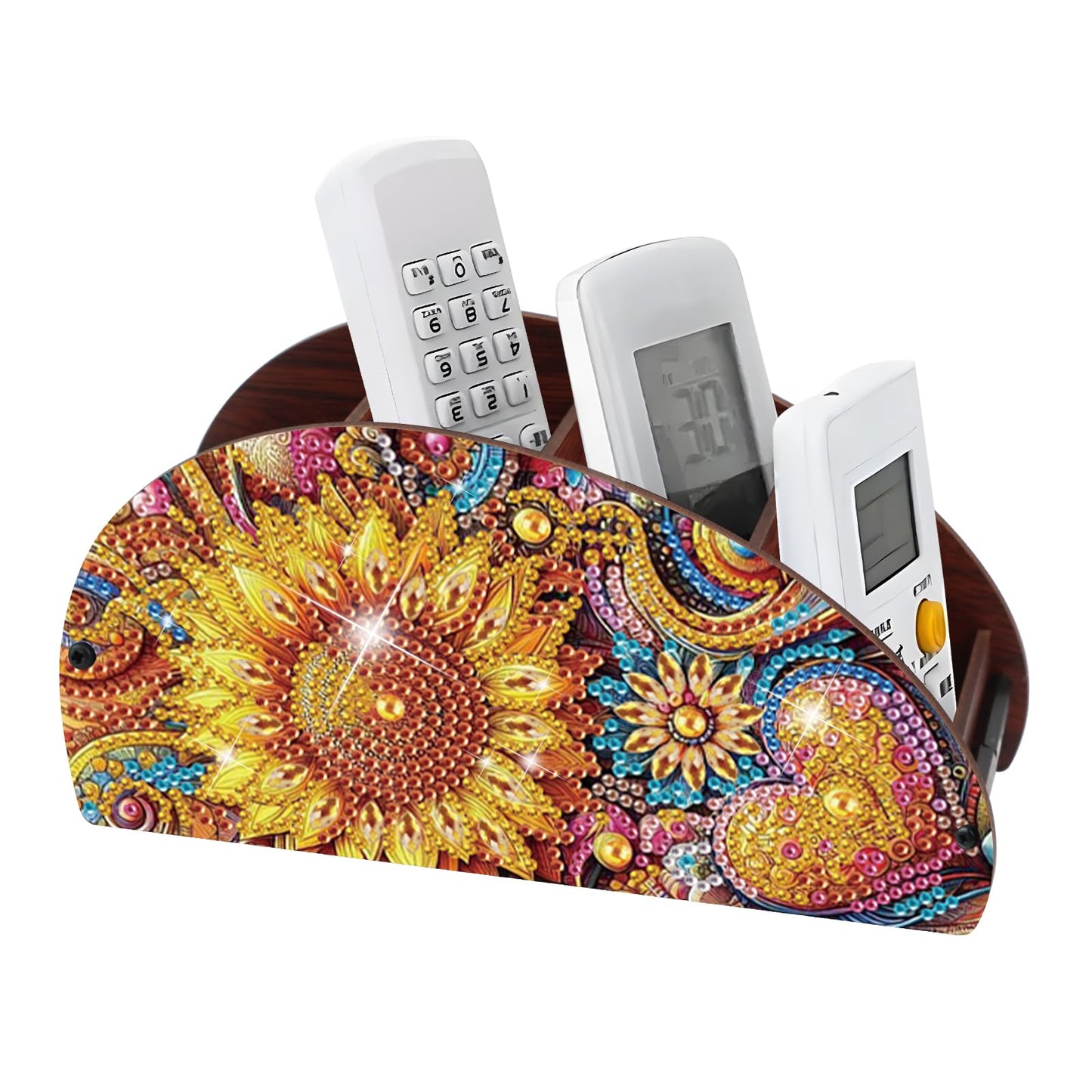 MVVMTOP Diamond Art Painting Organizer Box, DIY Sunflower Design Special Shape Diamond Partial Mosaic Handmade Making Kit Organizer Box, Modern Home Dining Living Room Table Top Decor Art Decoration