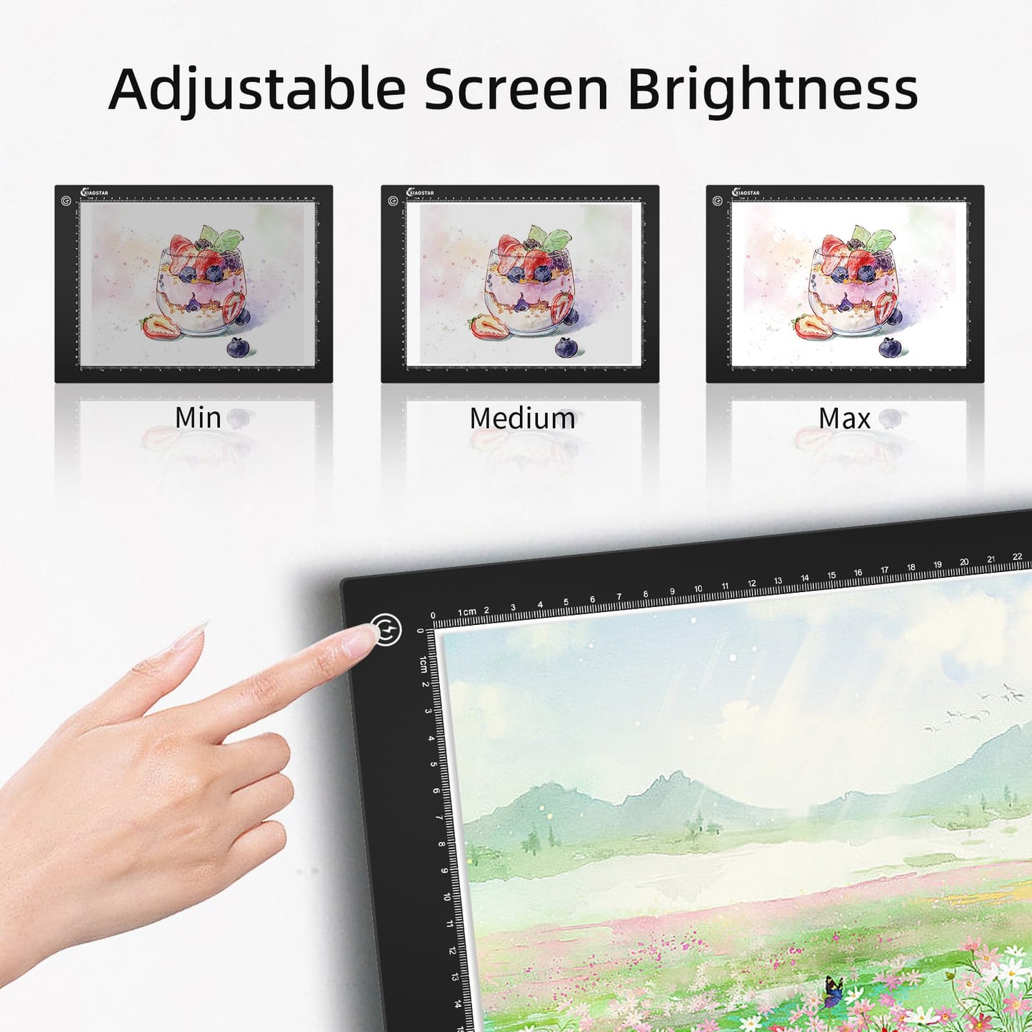VALUCKY A4 Light Box for Tracing, Ultra-Thin LED Light Board, 3 Level Adjustable Brightness Drawing Light Pad for Artists, Drawing, Animation, Diamond Painting, Calligraphy