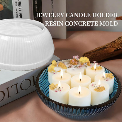 Large Bowl Resin Mold, Round Striped Deep Bowl Epoxy Resin Casting Mold, Big Container Storage Mold for Jewelry Candle Holder, Concrete Molds Succulent Pot Makeup Organizer, Home Decoration