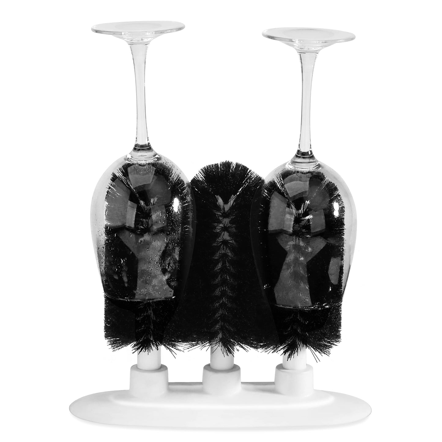 New Star Foodservice Triple Brush Bar Glass Washer with 3 Brushes and Suction Base, Non-Battery