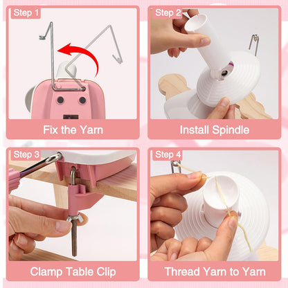 Essovee Yarn Ball Winder, Efficiently Yarn Cake Winder with Lower Noise for Crochet Knitting Combo Easy Installation 3.5 oz Portable Spinner for Crocheting