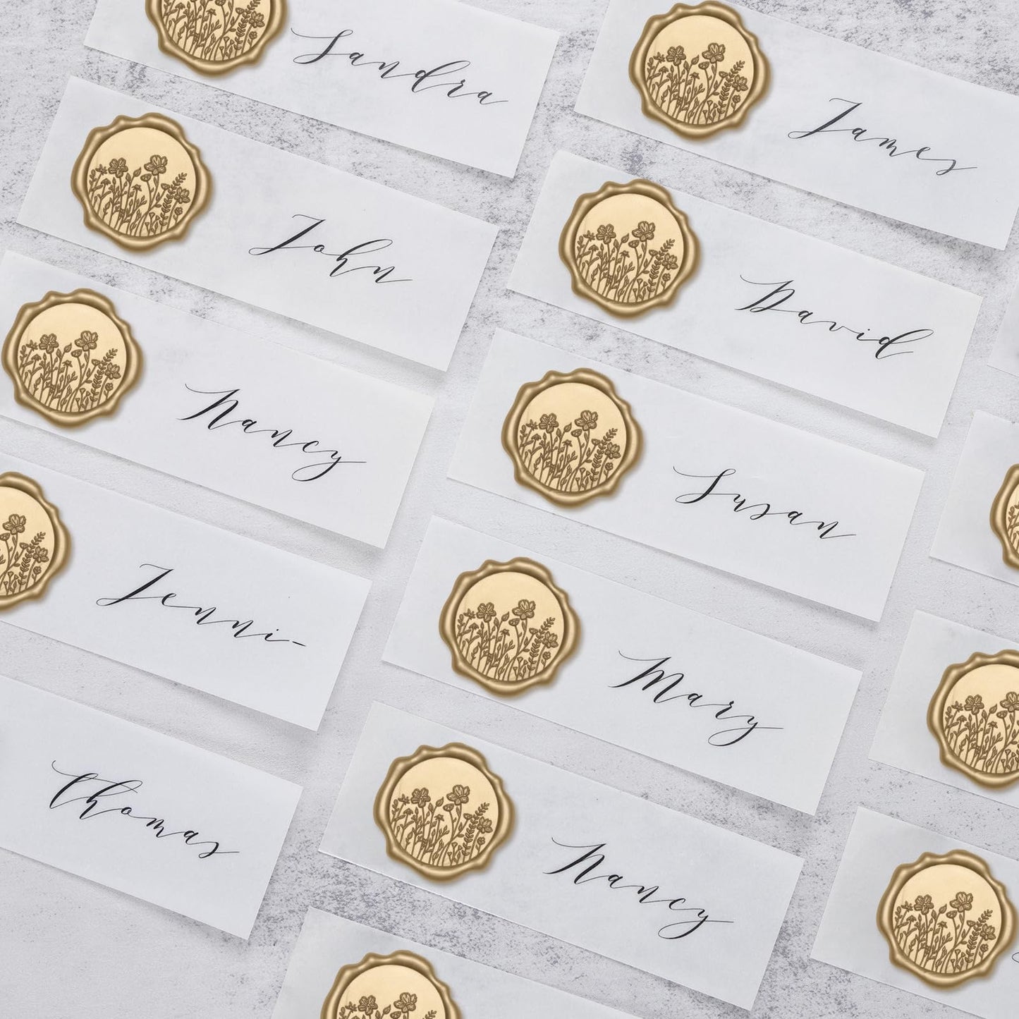UNIQOOO Wildflower Wax Seal Stickers - Floral Wedding Invitation Envelope Seal Sticker, 50 Pcs Self- Adhesive Light Gold Field of Flowers Stickers, Perfect for Christmas, Gift Wrapping