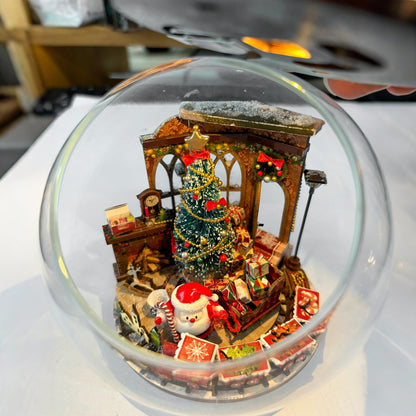 CUTEROOM DIY Miniatures Dollhouse Kit for Adults-Christmas Prologue, Doll House DIY Miniature Building Kit with LED, Birthday Valentine's and Christmas Day Gift for Adult