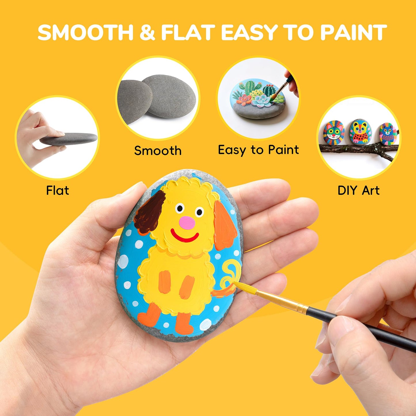 Simetufy 25Pcs Rocks for Painting, Large 3-4 Inch Natural River Stones for DIY, Art & Crafts, Smooth Paintable Flat Rocks Bulk for Adults, Children, Kindness Rocks Garden Decoration