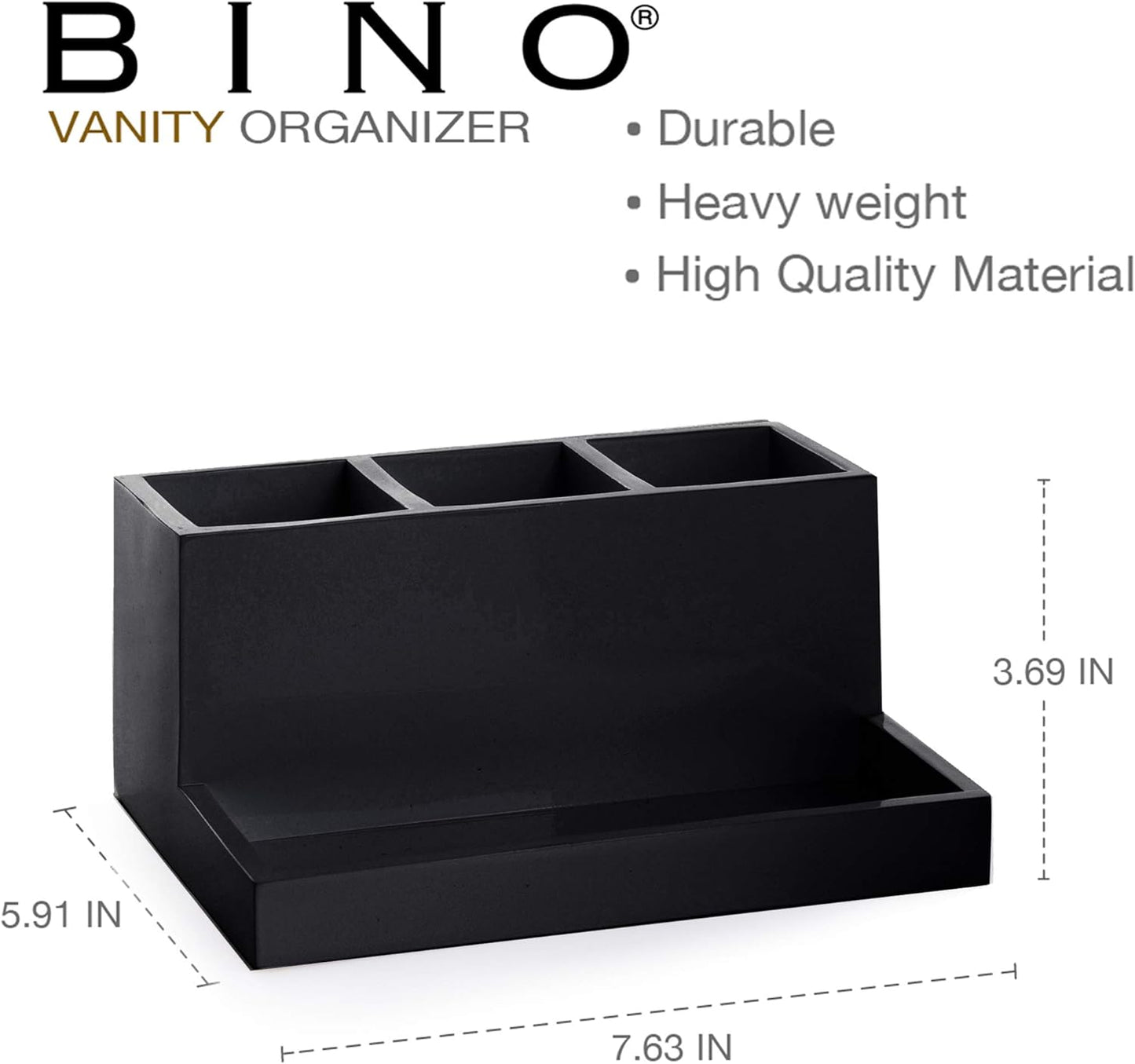 3 BINO Multi Purpose Compartment Organizer with Tray - Makeup Brush Holder and Toothbrush Holder - Marble Bathroom