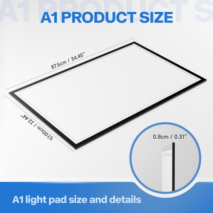 A1 Light Pad Tracing Light Box, Diamond Art Light Board with 3 Color Modes&10 Levels&Stepless Dimming, DEAR CARBON Light Table for Tracing, Drawing, Sketching and Weeding Vinyl