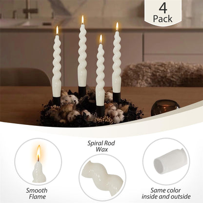 8pcs Short Taper Candle Spiral Candles,Gedengni White Candle Sticks Beige Twisted Candlesticks Swirl Tapered Candles for Home Décor Dinner Weddings Holiday Women Gifts