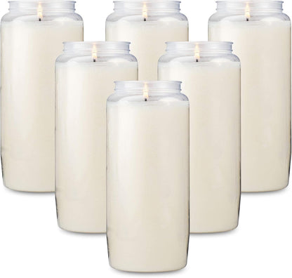 Tribello 6 Day Candles, 6 Pack | 6” White Pillar Candles for Memorial, Party Decor, Emergency Survival | Unscented