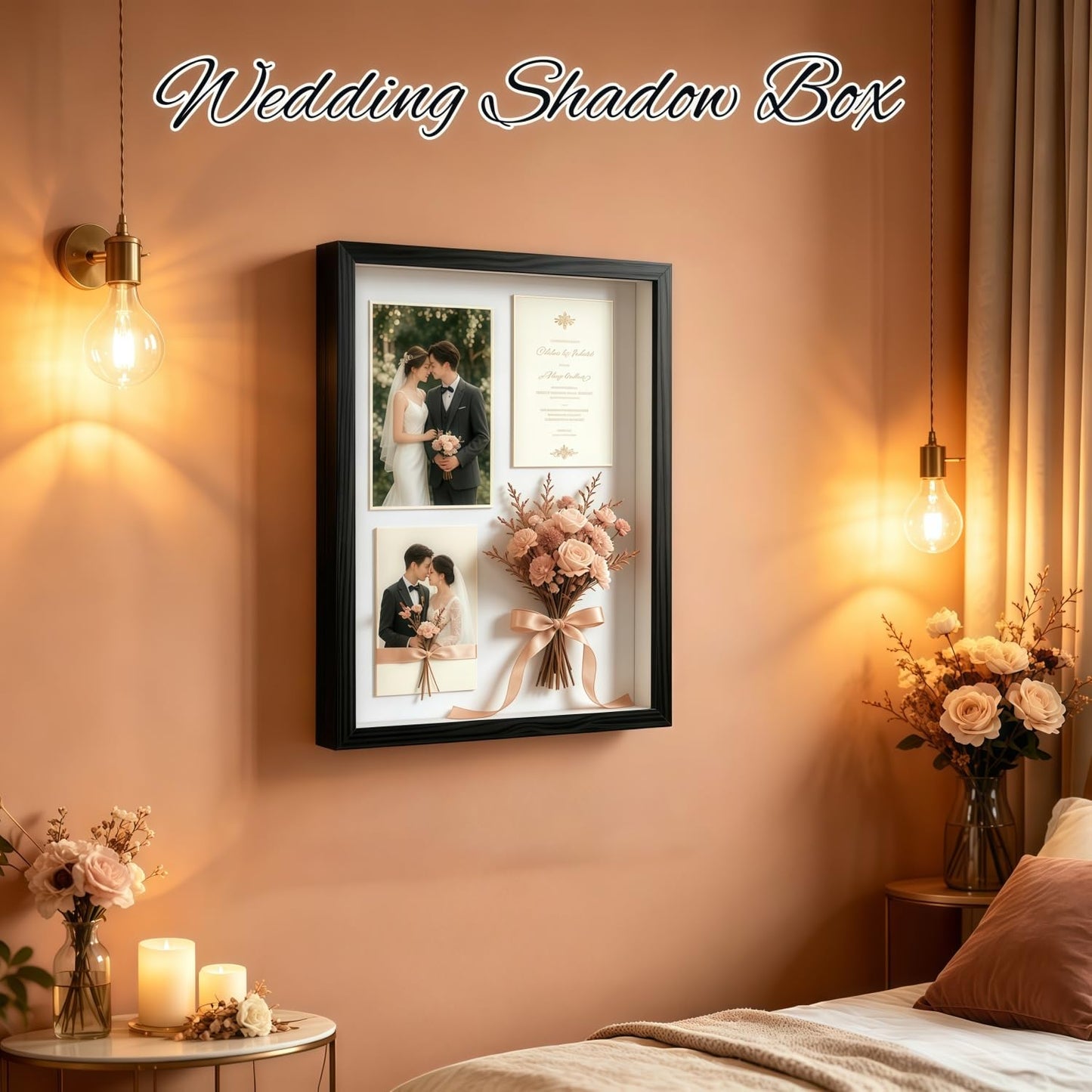11x14 Shadow Box - Deep Picture Frame with Shatter-Resistant Panel for Wall Decor | 3D Display Case for Military Medals,Flowers,Photos and Crafts | Easy to Open & Ready to Hang Gift (Black)
