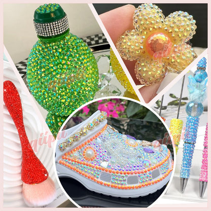 qiipii 48 Color 3mm Jelly AB & Crystal Colorful Resin Rhinestones for Bedazzling Crafting SS10 Flatback Stones Gems Diamonds Charms for Nails Eyes Face Makeup Beauty Tumblers Bottles DIY Crafts Shoes