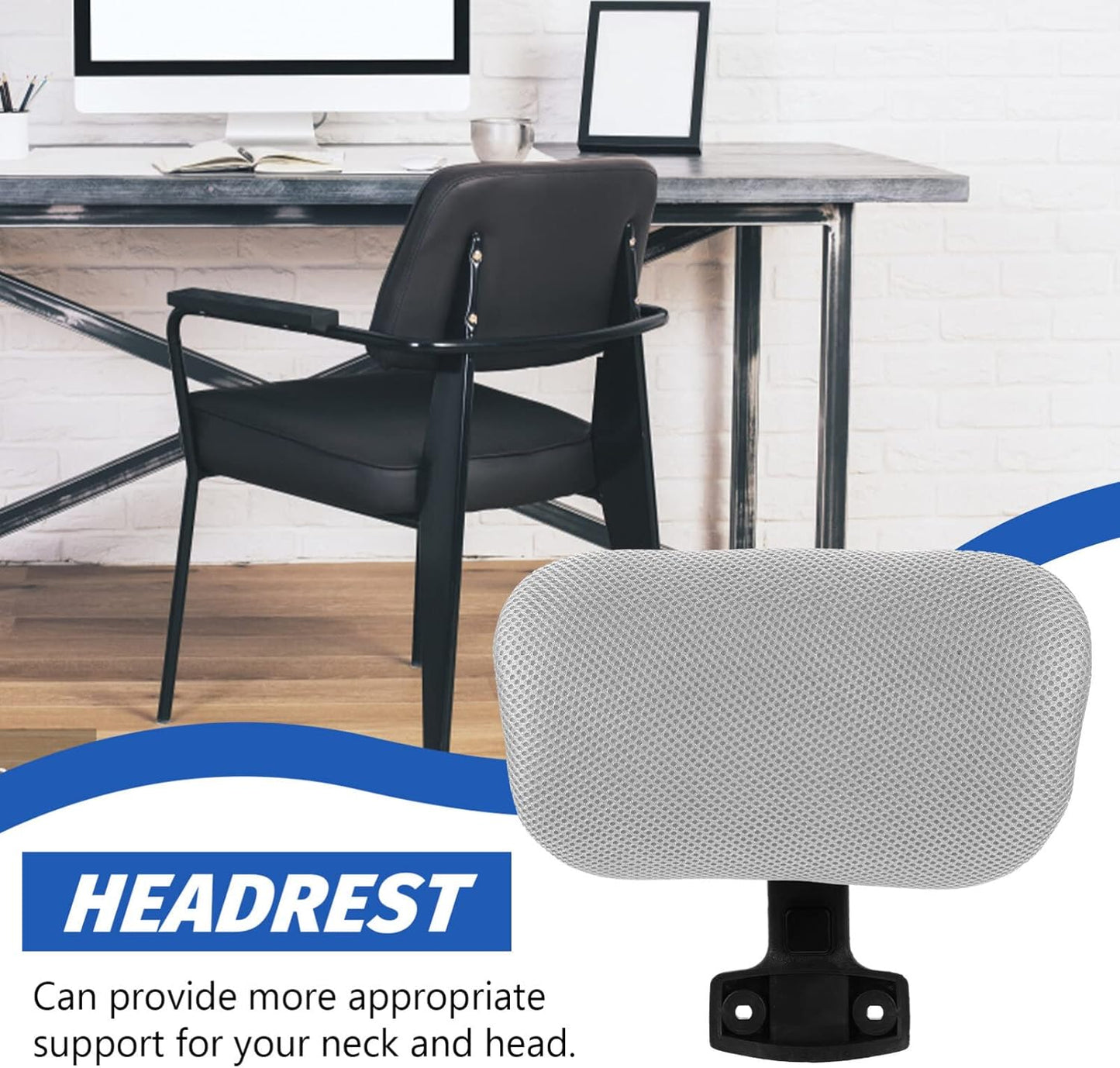 NUOBESTY Adjustable Mesh Headrest Attachment - Office Chair Neck Support Cushion for Universal Chairs