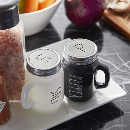 Salt and Pepper Shakers Set, ZOSUJO 4 oz Cute Salt Pepper Shaker, Kitchen Decor for Home Restaurants Wedding, Glass Black White Shaker Sets with Stainless Steel Lids