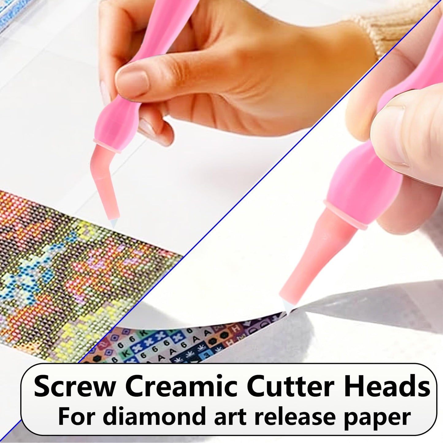 Electric Diamond Painting Pen with Light, Cordless Diamond Art Vacuum Pen no Wax Needed, Rechargeable Diamond Art Pen, Steel Screw Multi-placer, 3-Speed, Diamond Art Accessories with Cutter (Pink)