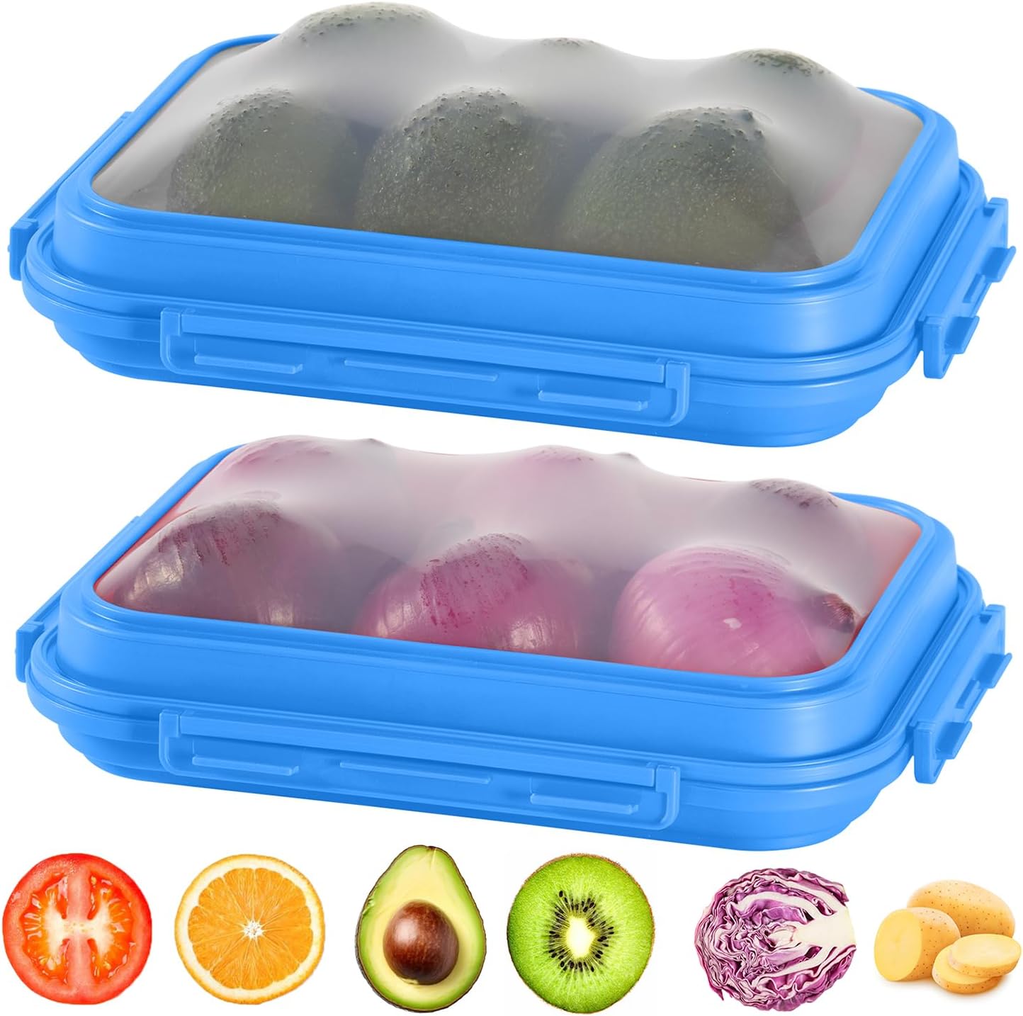 2-Piece Set K05-dark Airtight Food Storage Containers Avocado Saver, Onion Keeper, Silicone Kitchen Organizers