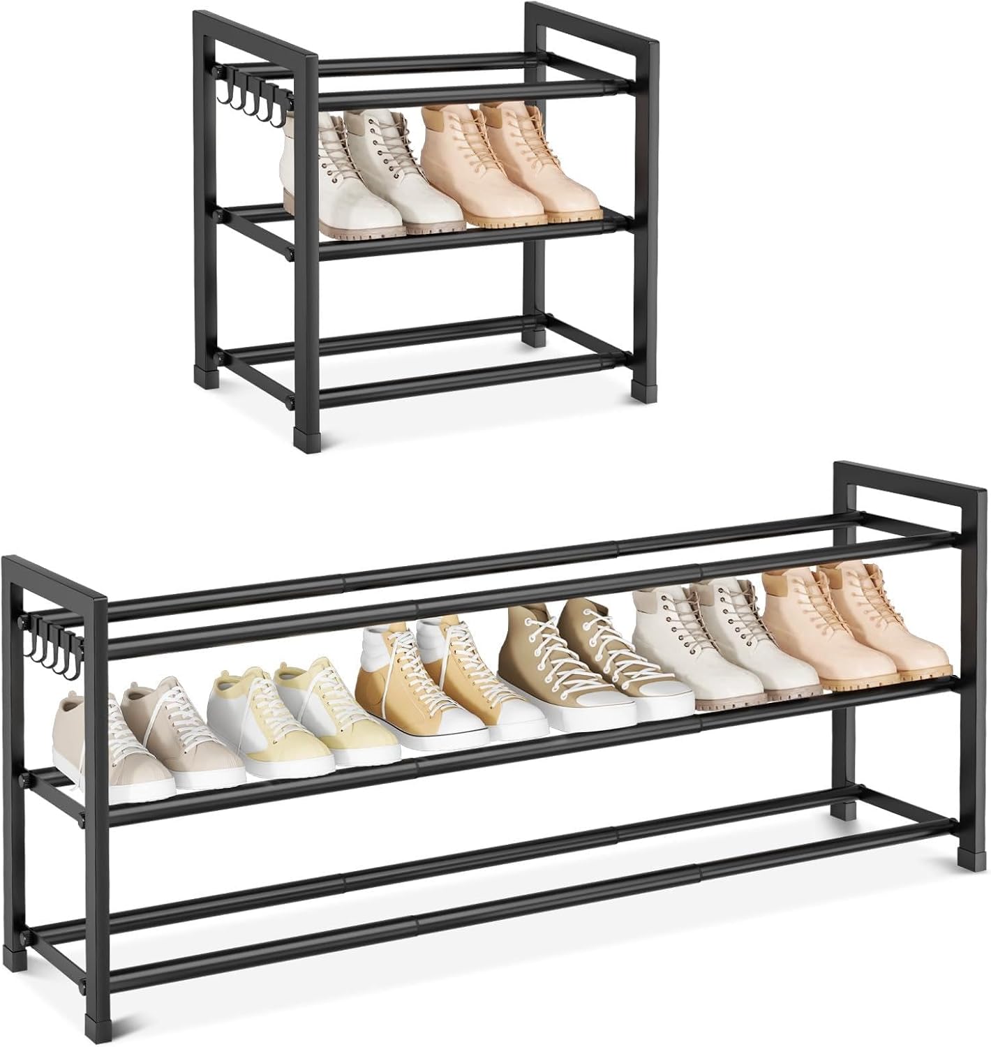 18.5''- 47'' Closet, 3 18 Expandable Shoe Rack - Adjustable Shoe Rack for Tier Long Shoe Shelf Storage for Pairs Shoe
