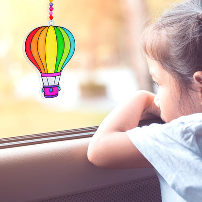 Winlyn 24 Sets Hot Air Balloon Suncatchers Decorations DIY Window Paint Art Craft Kits Rainbow Hot Air Balloon Painting Kit for Kids Classroom Activities Birthday Summer Camping Party Art Project