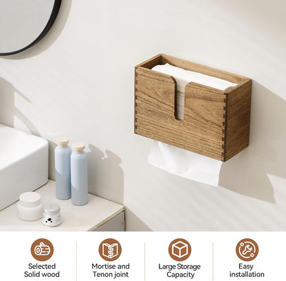 Countertop KIRIGEN Wood Paper Towel Dispenser - Wall Mounted Paper Towel Holder for Kitchen Restroom Decor and Bathroom