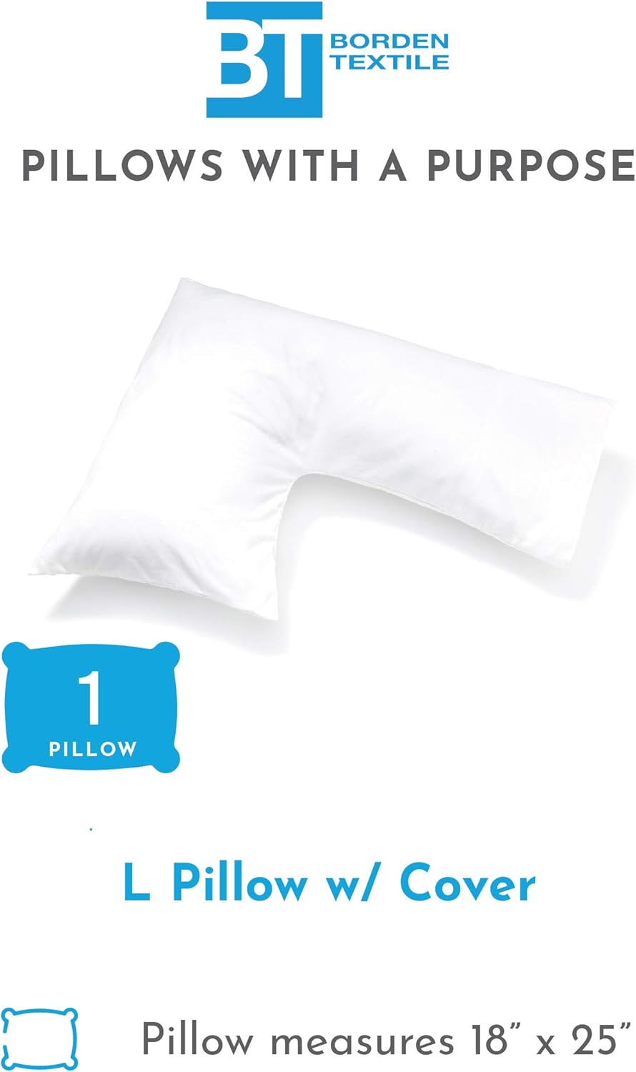 L-Shaped Support Pillow - Soft White Cover for Neck and Shoulder Relief