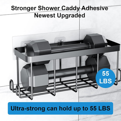 Skiennix Shower Caddy Adhesive Hooks - Strong Waterproof No-Drill Design | 10-Pack (Triple 6pcs + Single 4pcs)
