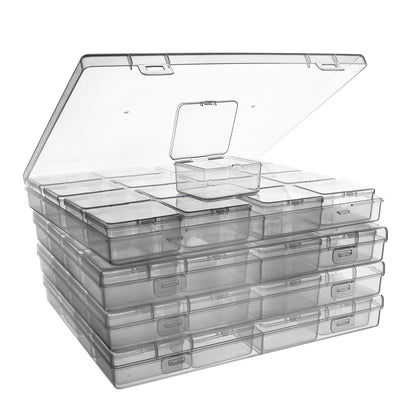 ZIIYAN Bead Storage Containers - 64 Clear Plastic Bead Organizer Boxes with Hinged Lid, Craft Organizers and Storage for Diamond Painting Art, Small Parts, Jewelry Charms