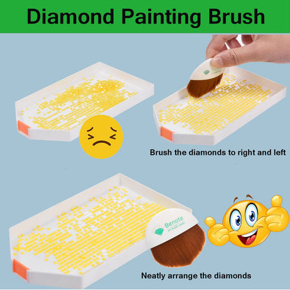 Benote Diamond Painting Tray with Lid/Cover, Diamond Art Tools Rhinestone Tray Kit, Diamond Painting Brush Accessories Help Beads Line up, Anti-Slip Tools Sticky Mat for DIY Art Craft