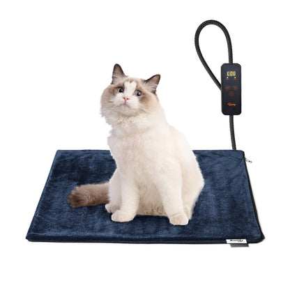 Toozey Small Pet Heating Pad, 6 Adjustable Temperature Dog Cat Heating Pad with Timer, Waterproof Heated Cat Bed with Chew Resistant Cord, Indoor Electric Pet Heated Mat 18x16in