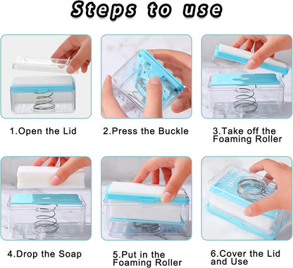 LELEMON Soap Dish with Drain: Multifunctional Soap Cleaning Storage Box for Home Bathroom and Kitchen.