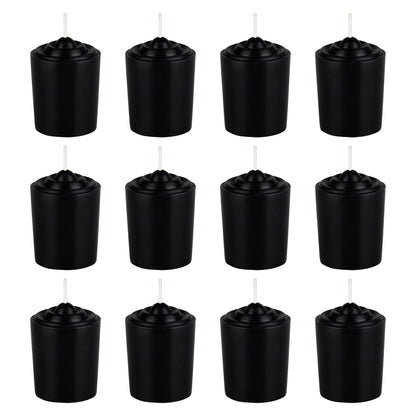 Mega Candles 12 pcs Unscented Black Votive Candles, Hand Poured Wax Candle 15 Hours 1.5 Inch x 2.25 Inch, Home Décor, Wedding Receptions, Centerpieces, Occasions, Events, Festivities, Meditations