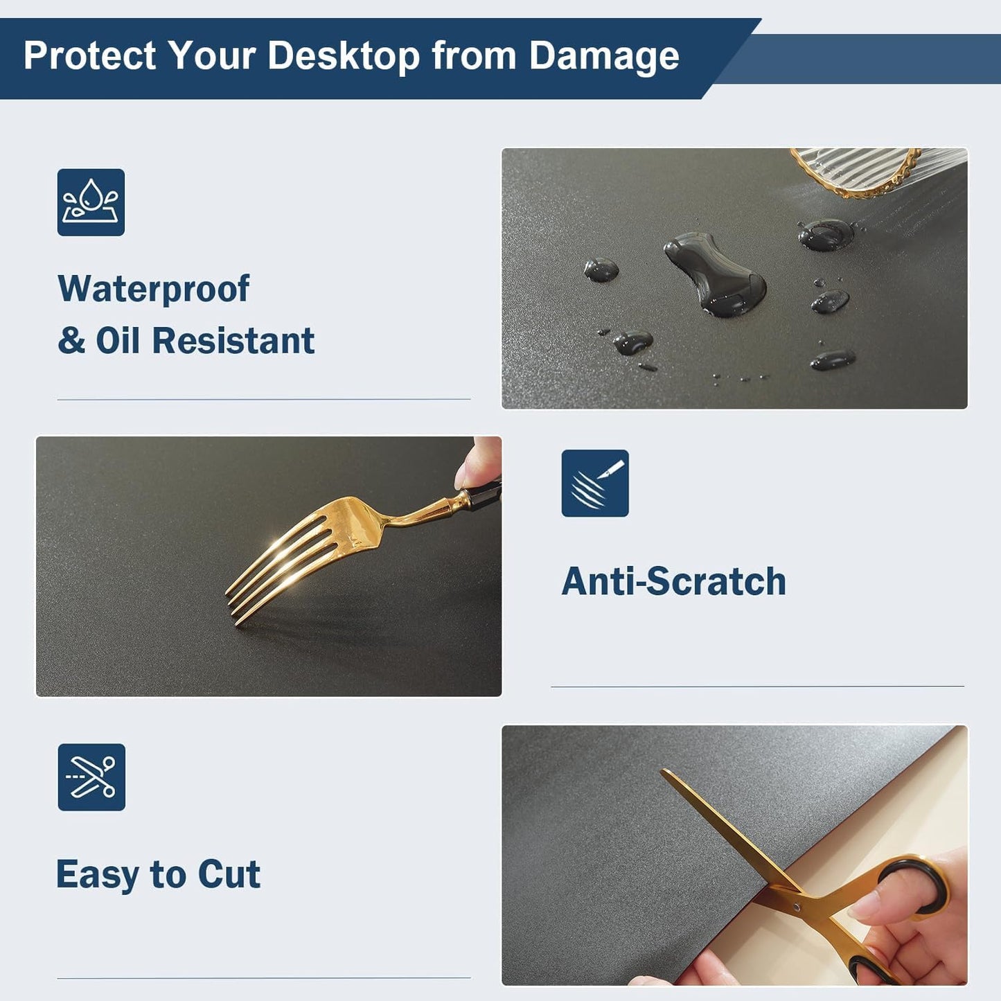 16 40 Inch, 1.5mm OstepDecor Black Table Protector x Thick Plastic Table Cover Protector, PVC Table Top Protector